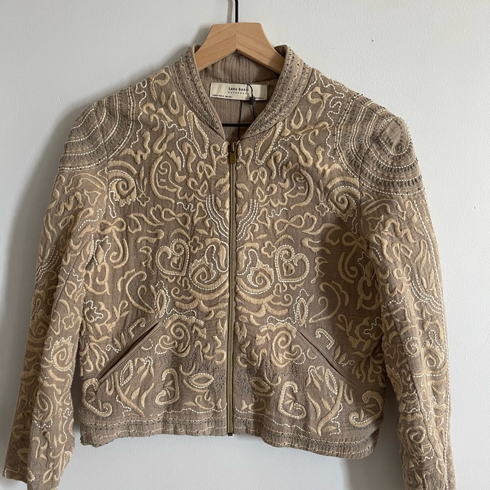 Zara embroidered cotton jacket